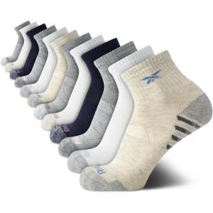 imageReebok Womens Quarter Socks  12 Pack Performance Arch Support Ankle Socks  Cushioned Athletic Socks for Women Size 410Navy Assorted