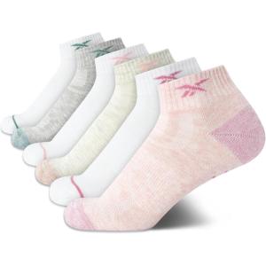 imageReebok Womens Quarter Socks  6 Pack Stretch Performance Arch Support Socks  Soft Cushioned Athletic Socks for Women 410Pink Multi