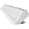 imageReebok Womens No Show Athletic Breathable Low Cut Cushioned Socks 12 Pack Size 410 Black StripeAll White