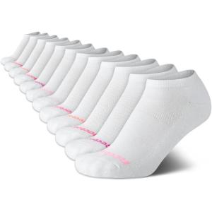 imageReebok Womens No Show Athletic Breathable Low Cut Cushioned Socks 12 Pack Size 410 Black StripeAll White