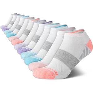 imageReebok Womens No Show Athletic Breathable Low Cut Cushioned Socks 12 Pack Size 410 Black StripeAll White Multi