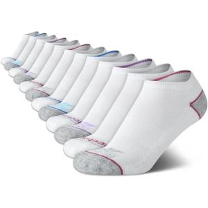 imageReebok Womens No Show Athletic Breathable Low Cut Cushioned Socks 12 Pack Size 410 Black StripeClassic White