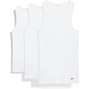 imageReebok Mens 3 Pack Soft Cotton A Shirt Tank Top Undershirts  Big and Tall 2XL4XLWhite