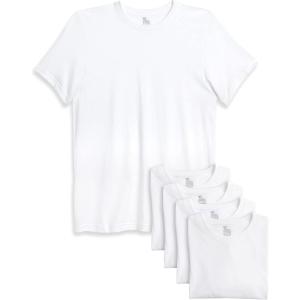 imageReebok Mens Undershirt  5 Pack Soft Breathable Mens TShirts  Basic Cotton VNeck and Crewneck Undershirts for Men SXLCrew White