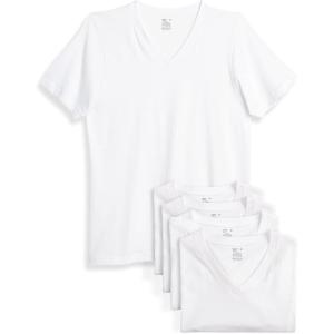 imageReebok Mens Undershirt  5 Pack Soft Breathable Mens TShirts  Basic Cotton VNeck and Crewneck Undershirts for Men SXLVneck White