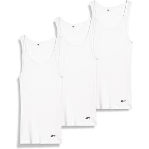 imageReebok Mens Undershirts  3 Pack Soft Breathable AShirt Mens Tank Tops  Tagless Cotton Sleeveless Shirts for Men SXLAll White
