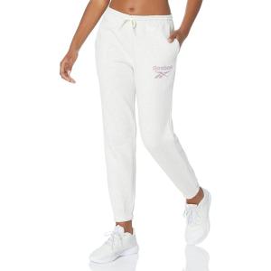 imageReebok Womens Fleece JoggersClassic White MelangePink Logo