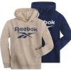 imageReebok Boys Fashion Hoodie Sweatshirts 2 Pack Fleece Hoodies for Boys Size 820Navy  Beige