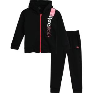 imageReebok Baby Boys Sweatsuit Set  2 Piece Playwear Fleece Hoodie and Jogger Pants 12M7True Black