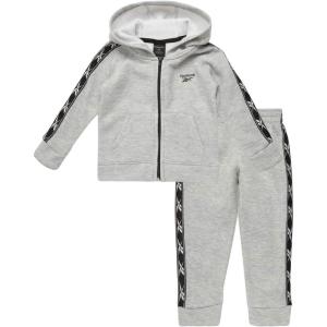 imageReebok Baby Toddler Boys Sweatsuit Set  2 Piece Full Zip Up Fleece Hoodie Jogger Pants Set Playwear Lounge Wear 12M7Light Grey