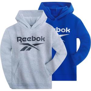 imageReebok Boys Fashion Hoodie Sweatshirts 2 Pack Fleece Hoodies for Boys Size 820Lt Grey Heather  Blue