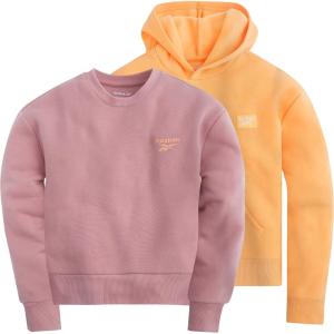 imageReebok Girls Sweatshirt Hoodies 2 Pack Sweatshirts Fashion Hoodie Crewneck Sweaters for Girls Sizes 716Peach  Foxglove