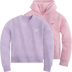 imageReebok Girls Sweatshirt Hoodies 2 Pack Sweatshirts Fashion Hoodie Crewneck Sweaters for Girls Sizes 716Pink  Lavender