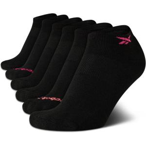 imageReebok Womens Low Cut Socks  6 Pack Performance Cushion Comfort No Show Socks  Breathable Athletic Socks for Women 410Black Logo