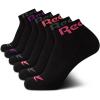 imageReebok Womens Socks  6 Pack Quarter Cut Moisture Wicking Stretch Performance Cushioned Socks for Women Sizes 410All Black
