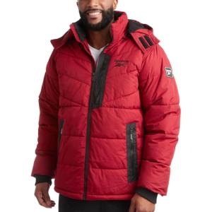 imageReebok Mens Winter Jacket  Heavyweight Quilted Puffer Parka Coat  Weather Resistant Jacket for Men LXXLDark Red