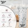 imageReebok Lifestyle Premium Terrazzo Texture Reusable Plastic Tumblers with Lid ampamp Straw  Leak Proof Travel Coffee Mug BPA Free 24 oz Pack of 1 BlackBlack