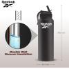 imageReebok Lifestyle Stainless Steel Water Bottle  Insulated Water Bottle 32 oz With Straw  Double Wall Vacuum Insulated Sports Water Bottle BPA FreeBlack