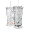 imageReebok Lifestyle Premium Terrazzo Texture Reusable Plastic Tumblers with Lid ampamp Straw  Leak Proof Travel Coffee Mug BPA Free 24 oz Pack of 1 BlackBlack