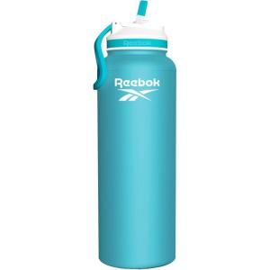 imageReebok Lifestyle Stainless Steel Water Bottle  Insulated Water Bottle 32 oz With Straw  Double Wall Vacuum Insulated Sports Water Bottle BPA FreeBlue