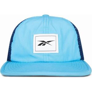 imageReebok Running Hat  Performance  Athletic  Lightweight  Quick Drying  Sun Protection  Reflective  Recycled MaterialsVented Flat Brim  Bold Cyan