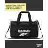 imageReebok Duffle Bag  Carry On Gym Bag for Workout and Travel Duffel Bags  Small Size Overnight Bags for Women and Men Size Small Aleph BlueWarrior II Black with Contrast Logo
