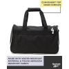 imageReebok Duffle Bag  Carry On Gym Bag for Workout and Travel Duffel Bags  Small Size Overnight Bags for Women and Men Size Small Aleph BlueWarrior II Black with Contrast Logo