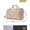 imageReebok Duffle Bag  Carry On Gym Bag for Workout and Travel Duffel Bags  Small Size Overnight Bags for Women and Men Size Small Aleph BlueWarrior II Light Brown