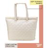 imageReebok Womens Tote Bag  Lightweight Quilted Carry On Puffer Tote Bag for Women for Gym Work Travel and Everyday UseQuilted Cream Barbara