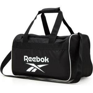 imageReebok Duffle Bag  Carry On Gym Bag for Workout and Travel Duffel Bags  Small Size Overnight Bags for Women and Men Size Small Aleph BlueWarrior II Black with Contrast Logo