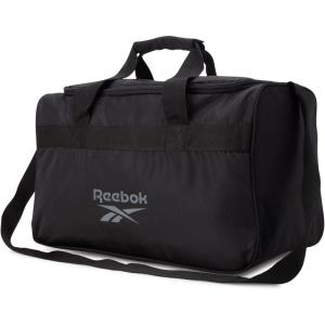 imageReebok Duffle Bag  Carry On Gym Bag for Workout and Travel Duffel Bags  Small Size Overnight Bags for Women and Men Size Small Aleph BlueWarrior II Black with Grey Logo
