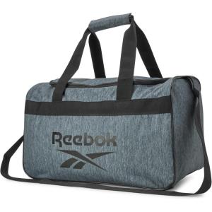 imageReebok Duffle Bag  Carry On Gym Bag for Workout and Travel Duffel Bags  Small Size Overnight Bags for Women and Men Size Small Aleph BlueWarrior II Light Grey