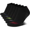 imageReebok Boys Ankle Socks  6 Pack MoistureWicking Low Cut Athletic Low Cut Socks for Boys with Arch Support Sizes SLBlackGrey Lines
