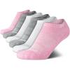 imageReebok Girls Low Cut Socks  6 Pack Performance Cushion Low Cut No Show Socks for Girls  Girls Athletic SocksPinkWhiteGrey