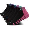 imageReebok Girls Quarter Socks  6 Pack MoistureWicking Low Cut Athletic Ankle Socks for Girls Sizes SLBlackPink Multi