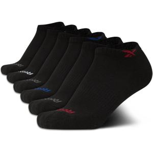 imageReebok Boys Ankle Socks  6 Pack MoistureWicking Low Cut Athletic Low Cut Socks for Boys with Arch Support Sizes SLBlack Logo