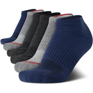 imageReebok Boys Ankle Socks  6 Pack MoistureWicking Low Cut Athletic Low Cut Socks for Boys with Arch Support Sizes SLNavyGrey