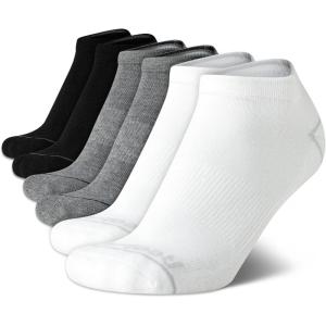 imageReebok Boys Ankle Socks  6 Pack MoistureWicking Low Cut Athletic Low Cut Socks for Boys with Arch Support Sizes SLSolid BlackGreyWhite
