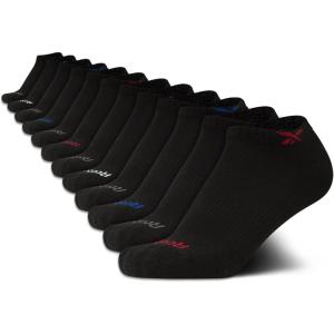 imageReebok Boys Low Cut Socks  12 Pack Stretch Performance No Show Socks with Arch Support  Cushioned Athletic Socks for BoysBlack Logo