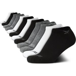 imageReebok Boys Low Cut Socks  12 Pack Stretch Performance No Show Socks with Arch Support  Cushioned Athletic Socks for BoysBlackWhiteGrey