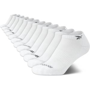 imageReebok Boys Low Cut Socks  12 Pack Stretch Performance No Show Socks with Arch Support  Cushioned Athletic Socks for BoysWhite Logo