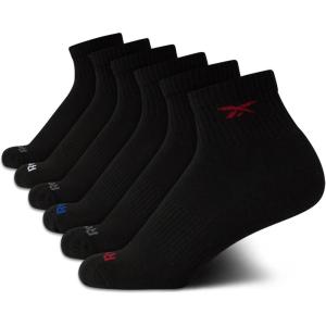 imageReebok Boys Quarter Socks  6 Pack Stretch Performance Quarter Cut Arch Support Socks  Cushioned Athletic Socks for BoysAll Black