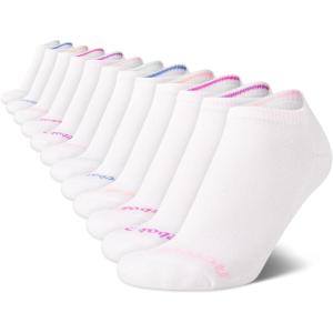 imageReebok Girls 12 Pack Performance Cushion Comfort No Show Socks  Breathable Active Socks for Girls 410  PinkWhite Logo