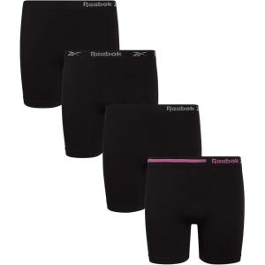 imageReebok Girls Boyshorts Underwear  4 Pack Soft Seamless Long Leg Boy Shorts  Playground Shorts for Girls 616Black Contrast