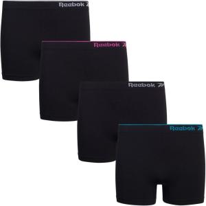 imageReebok Girls Boyshorts Underwear  4 Pack Soft Seamless Long Leg Boy Shorts  Playground Shorts for Girls 616Black With Tipping Waistband