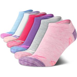 imageReebok Girls Lightweight Comfort Athletic Low Cut Socks 6 PackPink Assorted