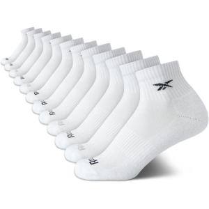 imageReebok Girls Quarter Socks  12 Pack Stretch Performance Quarter Cut Arch Support Socks  Cushioned Athletic Socks for GirlsAll White