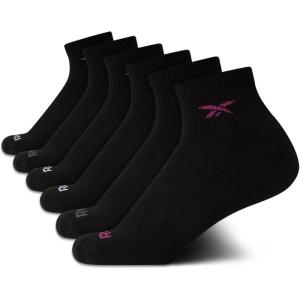 imageReebok Girls Quarter Socks  6 Pack MoistureWicking Low Cut Athletic Ankle Socks for Girls Sizes SLBlackPink