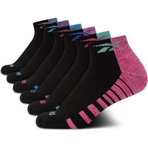 imageReebok Girls Quarter Socks  6 Pack MoistureWicking Low Cut Athletic Ankle Socks for Girls Sizes SLBlackPink Multi