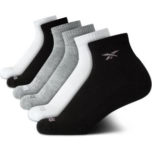 imageReebok Girls Quarter Socks  6 Pack MoistureWicking Low Cut Athletic Ankle Socks for Girls Sizes SLBlackWhiteGrey